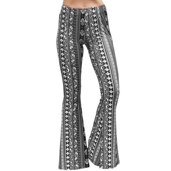 Bell Bottom Flare Gypsy Hippie Stretch Yoga Pants - Picture 2 of 6